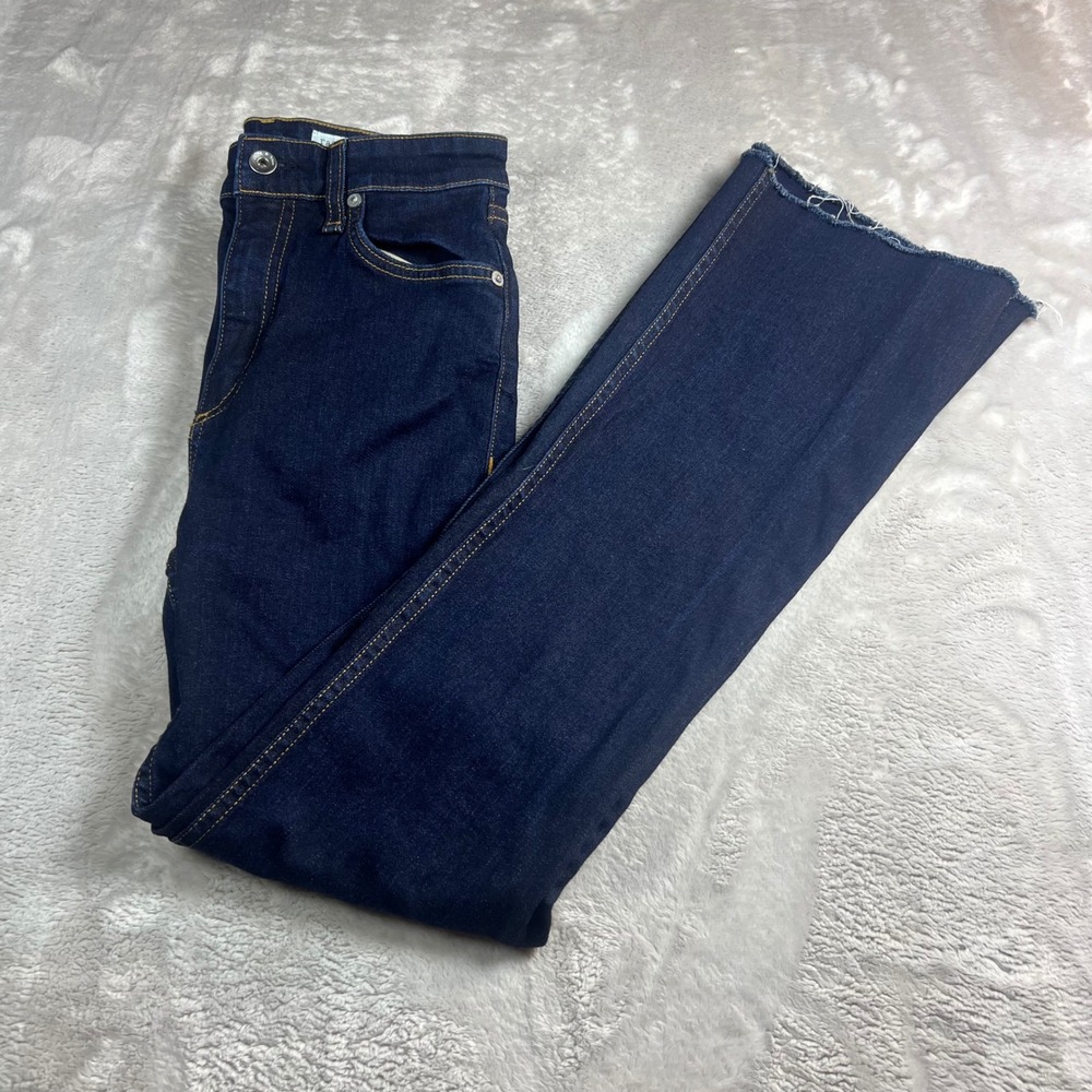 Rag & Bone Women's 25 Casey High-Rise Flare Jeans Rinse Indigo Raw Hem